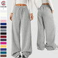 Top Selling Wide Leg Elastic Track Pant Cotton Polyester Sweat Pants High Waisted Women's Pants Sports Cargo Pants for Women