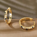 Classic and Trendy Gold Plated Hoop Huggie Styles Gift for Women Moon Stars Set Rhinestone Earrings