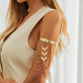 Trendy V-shape Multilayer Chain Tassels Upper Arm Bracelets for Women Charms Ladies Street Wear Fashion Jewelry Accessories Gift