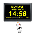 12/24 Hours Formats 10 Inch Digital XL Calendar Clock Date Time Display Remote Control Desk Clock for Dementia Patients