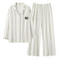 Class a Cotton Pajamas for Men Long Striped Pajamas Set off White Checker Cotton Men Pajamas