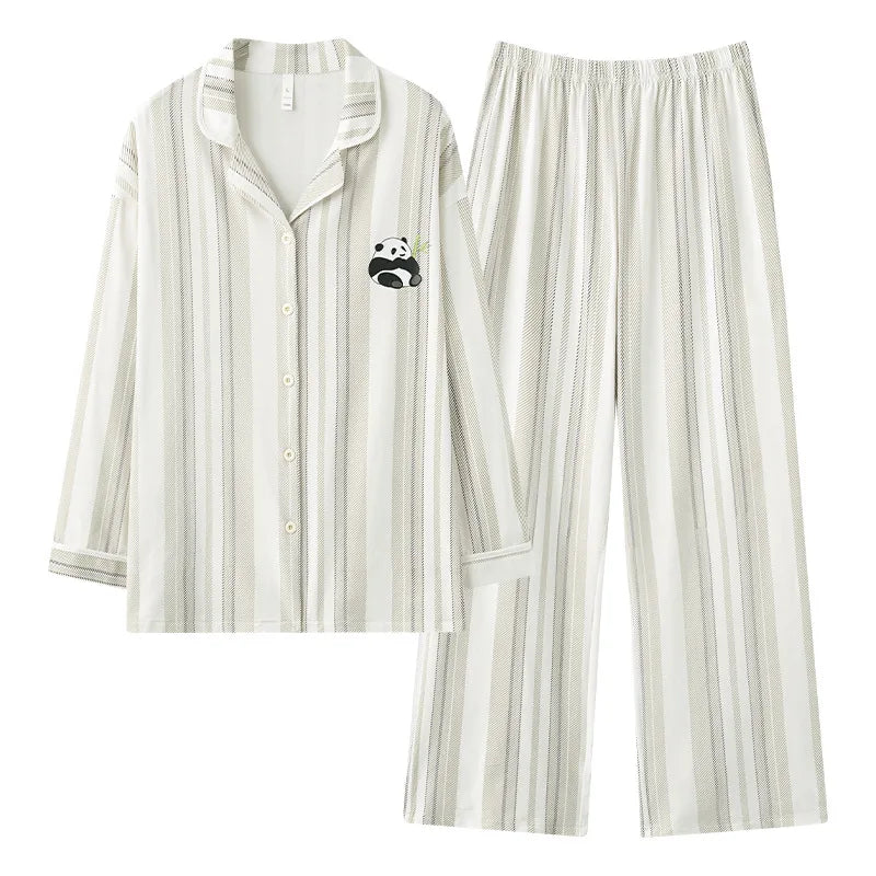 Class a Cotton Pajamas for Men Long Striped Pajamas Set off White Checker Cotton Men Pajamas