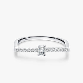 Ailmay 925 Sterling Silver Charm Shiny Rectangle Clear Zircon Finger Rings for Women Luxury Wedding Engagement Fine Jewelry Gift