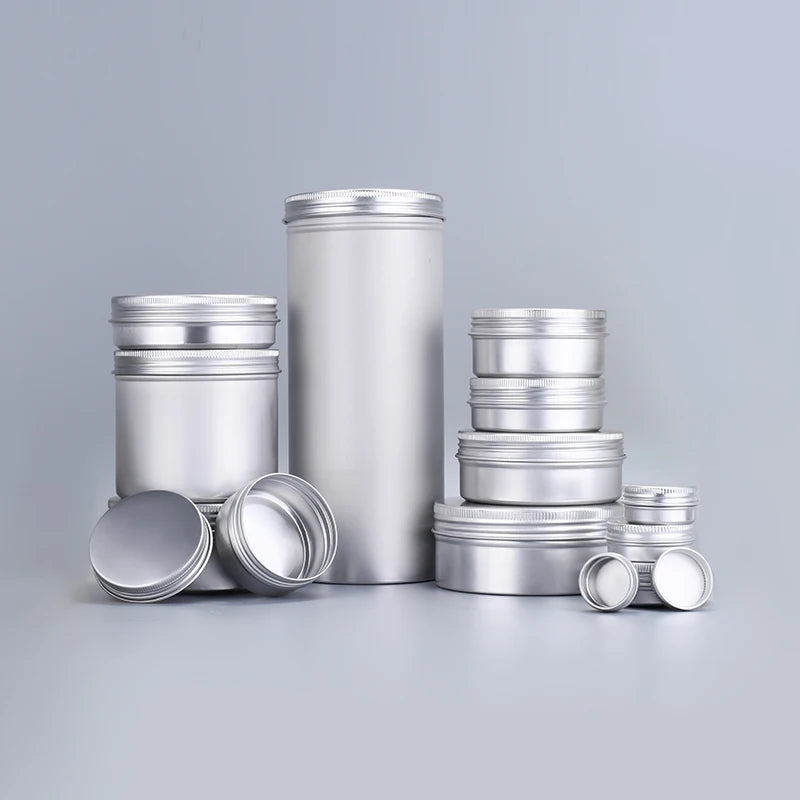 Beard Oil Hair Wax Aluminum Tins 5ml -1000ml Silver Aluminium Jar Food Beard Oil Storage Can 1 oz Aluminium Silver Tins