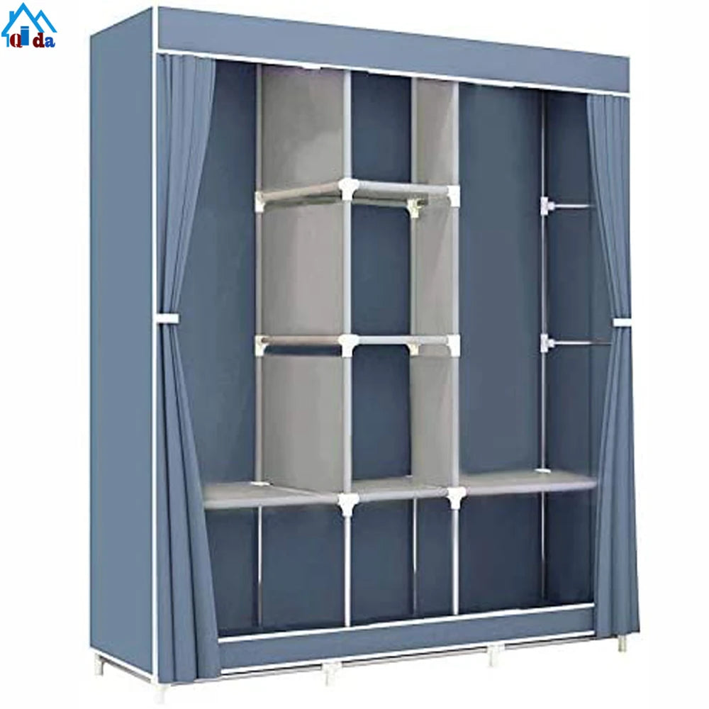 2 Doors Portable Folding Nonwoven Fabric Storage Rack