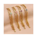 Trend Double Layer Stainless Steel Bracelets Exquisite Pentagon Diamond Gold Color Link Chain Bangle Bracelet for Women
