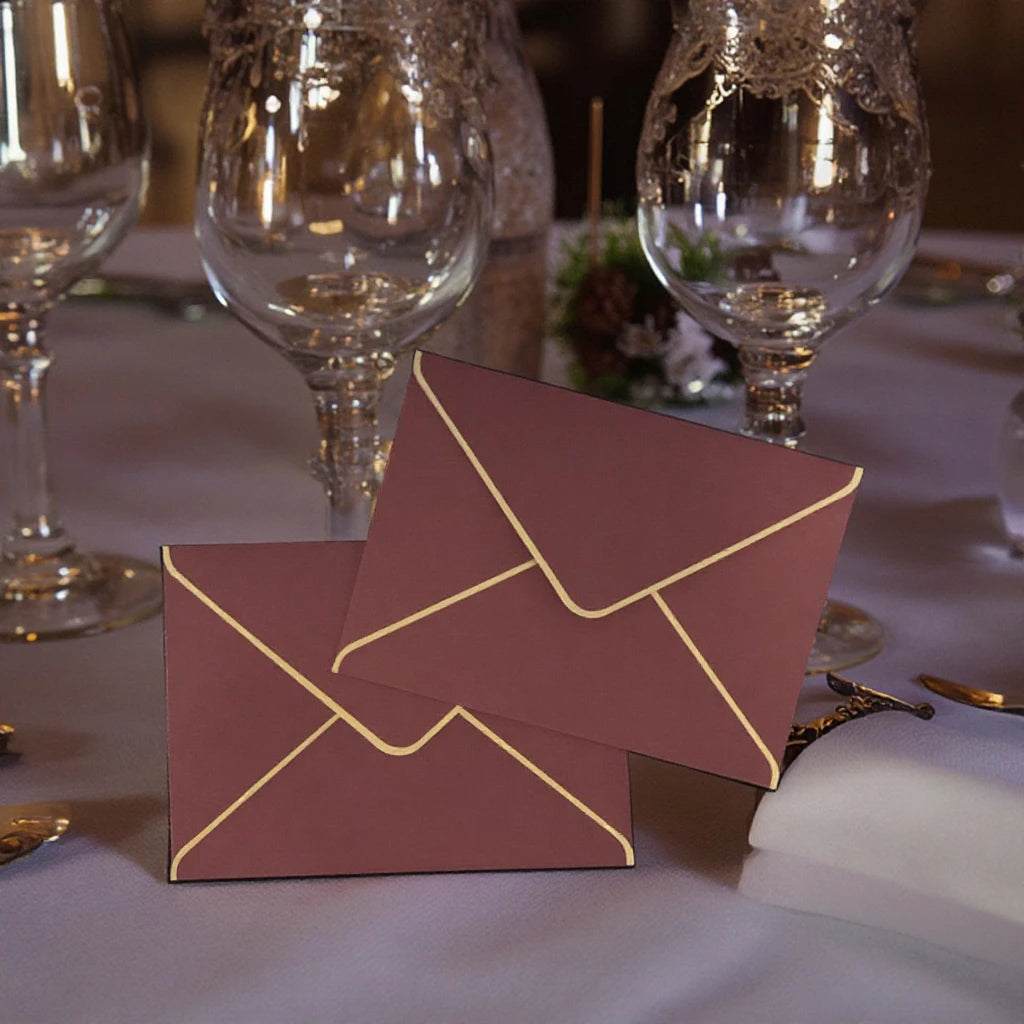 Luxury Recyclable Double-Sided Gold Foil & Pearl Edge Paper Envelope with Custom Printing Logo for Gift Packaging