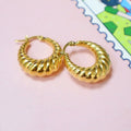 Hot Sale Stainless Steel Earring Women Big Hoop Earrings Hollow Moon Shaped Gold Earrings