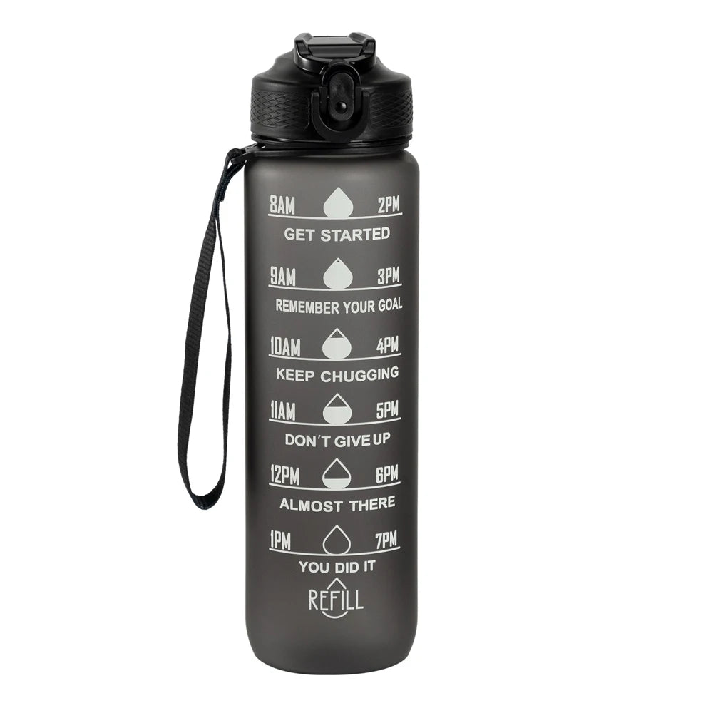 Nontoxic Leak-proof BPA Free 32oz Motivational Water Bottle with Time Marker Custom Logo Plastic Fitness Gym Sport Water Bottle
