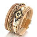 New Jewelry Boho Ladies Bracelet Simple Devil's Eye Hand Woven Leather Bracelet for Women