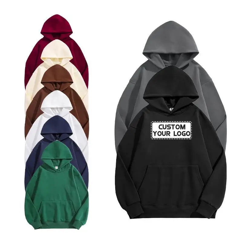 Wholesale Mens French Terry Hoodies Without Drawstring Custom Print Embroidery Logo Cotton Unisex Pullover Hoodie for Men