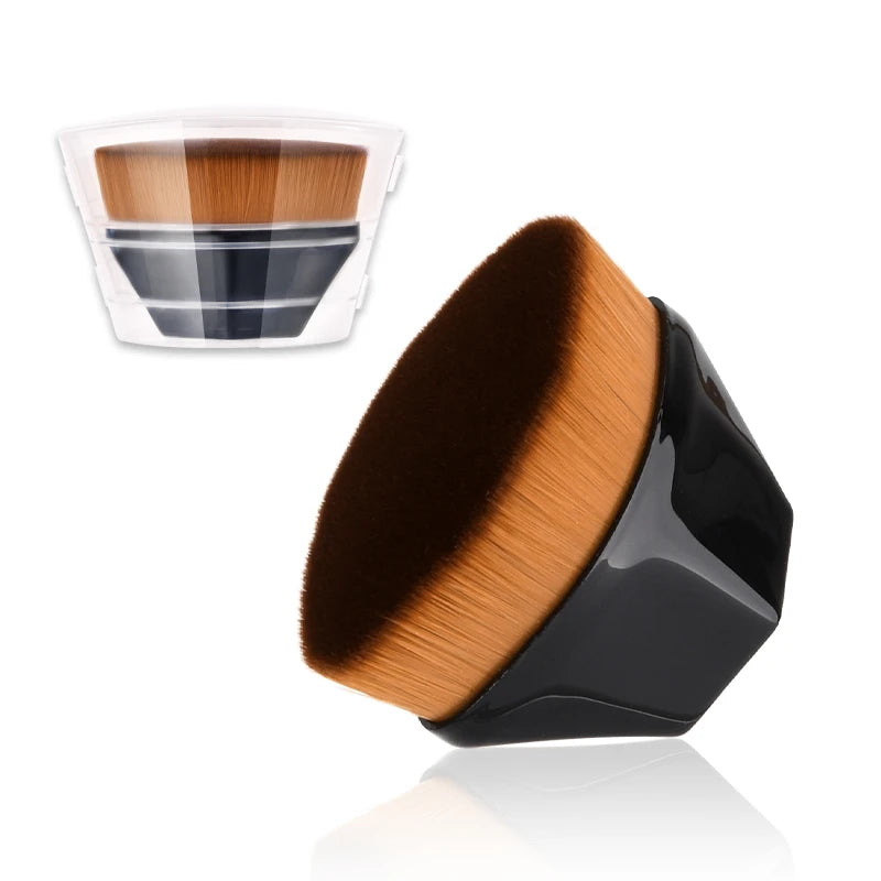 Private Label Flat Top Kabuki Makeup Brush Single Foundation Brush for Blending Liquid Powder and Liquid Blush
