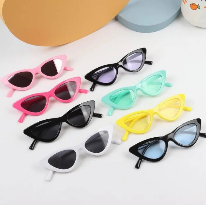 Factory Sell Vintage Small Frame Kids Cat Eye Glasses UV Children Custom Logo Cateye Sunglasses
