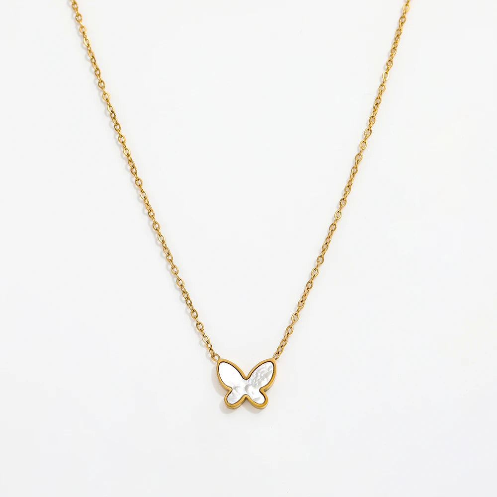 High End 18k Gold Plated Joolim Jewelry Shell Butterfly Pendant Necklace