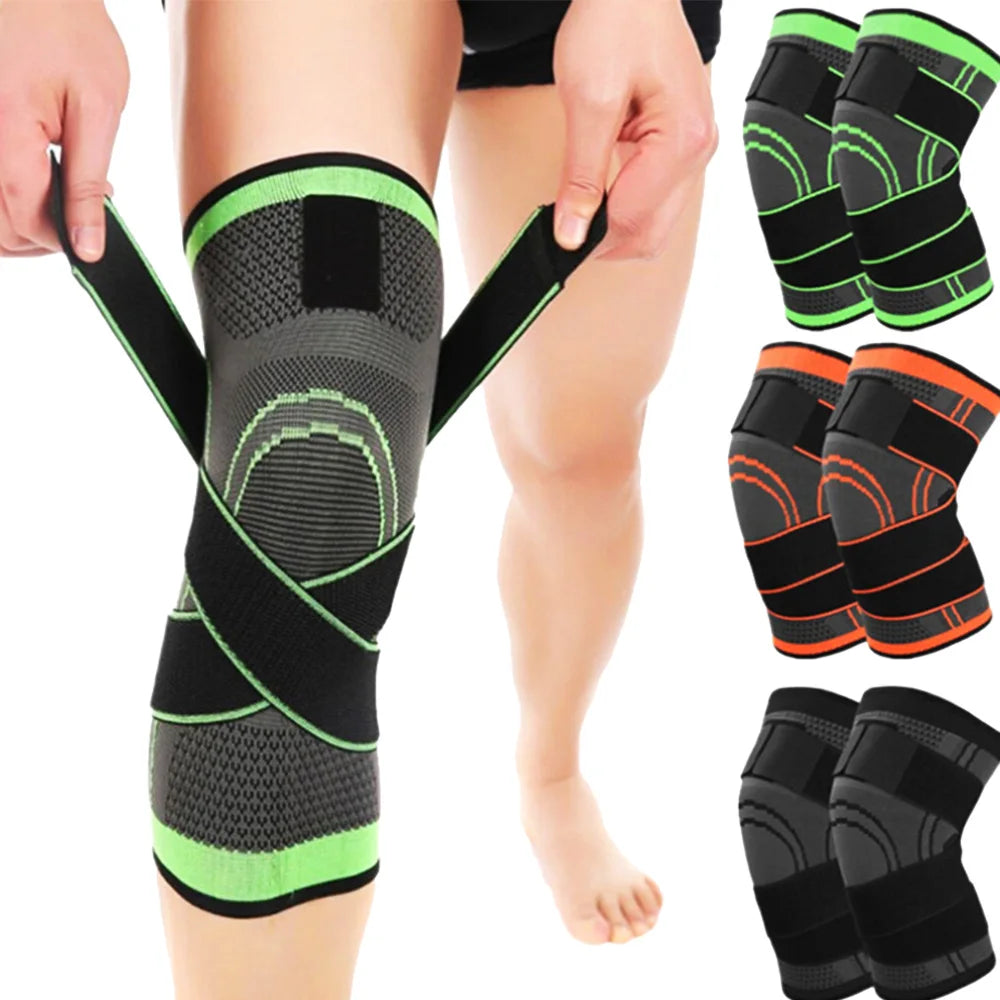 High Elasticity Sports Knee Support Brace Outdoor Knee Pads Sleeve With Adjustable Strap Knitted Knee Support