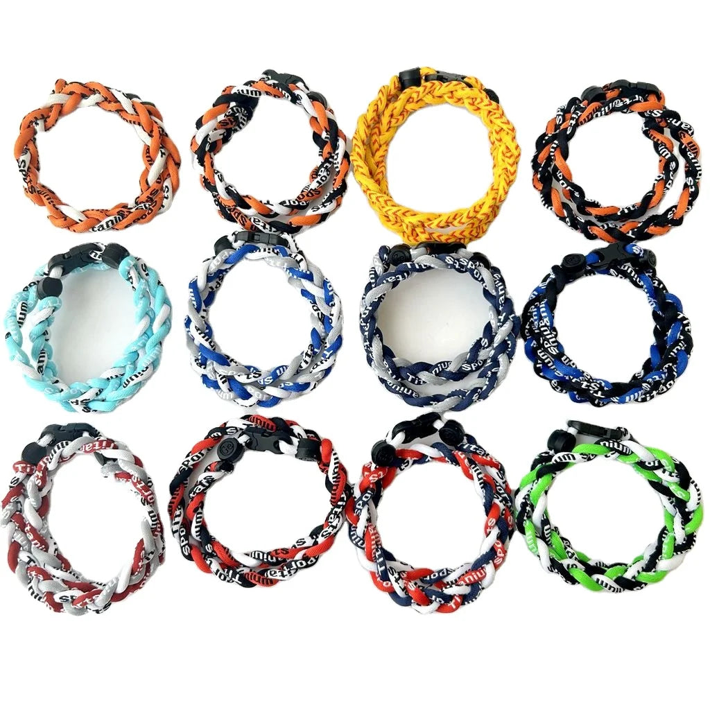 3 Rope Sport Titanium Braided Football Baseball Tornado Power Energy 3 Rope Necklace