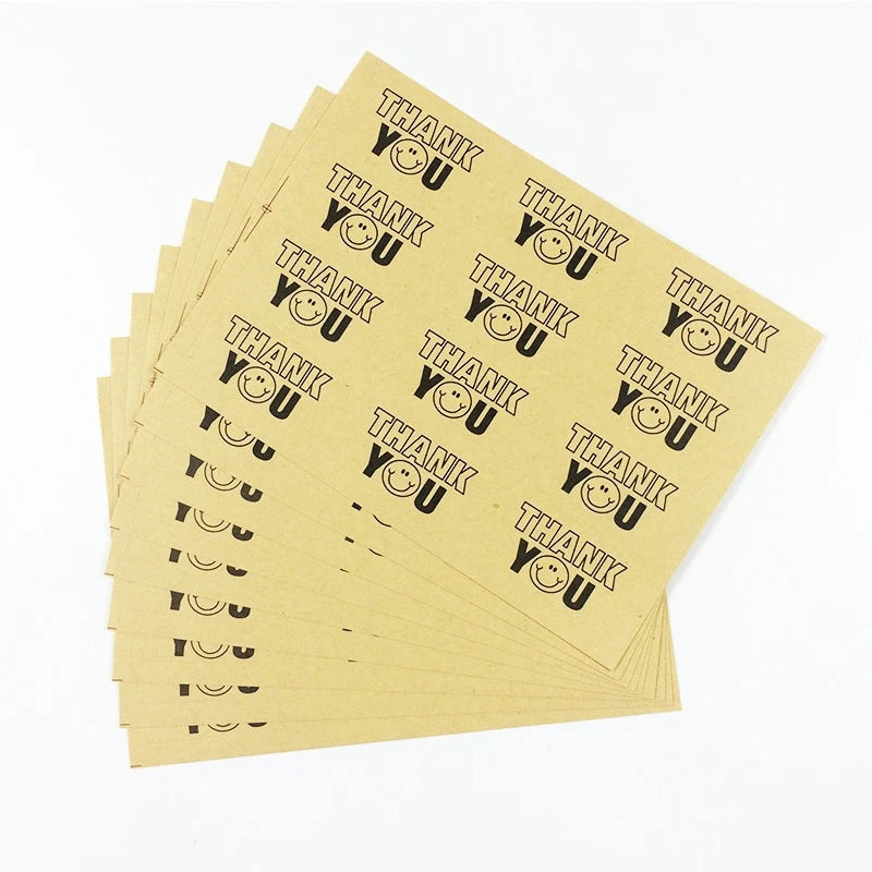 120pcs/lot Thank You with Smile Kraft Sealing Sticker for DIY Gift Decor Baking Packaging Glass Decor Stickers