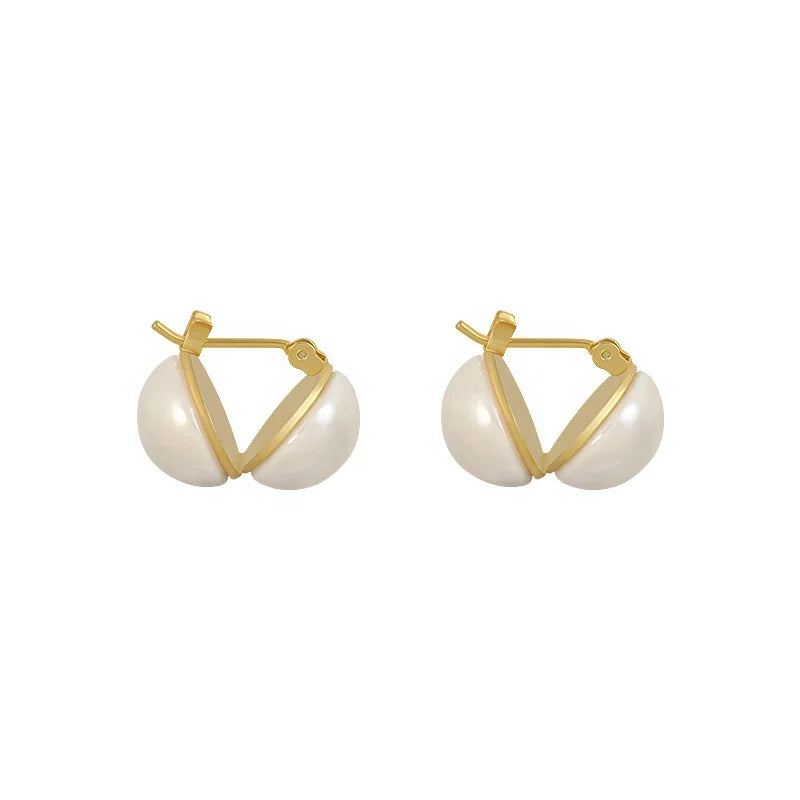 Stylish Imitation Pearl Earrings Double Side Earrings