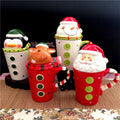 Cheap Large Ceramic Christmas Themed Santa Claus Penguin Reindeer Mug With Lid for Sale