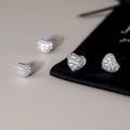 Korean Style S999 Sterling Silver Full Zirconia Heart Stud Earrings Versatile Trendy for Women Jewelry Accessories YB-XY-588