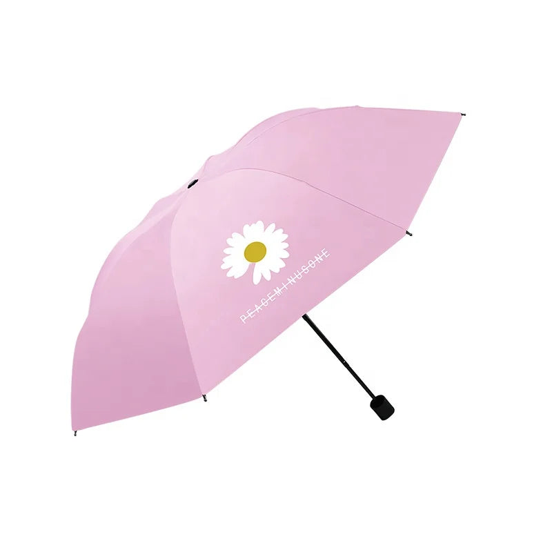 Customized Logo Advertising Daisy Printed Umbrella Manual Automatic Folding Sunshade Umbrella