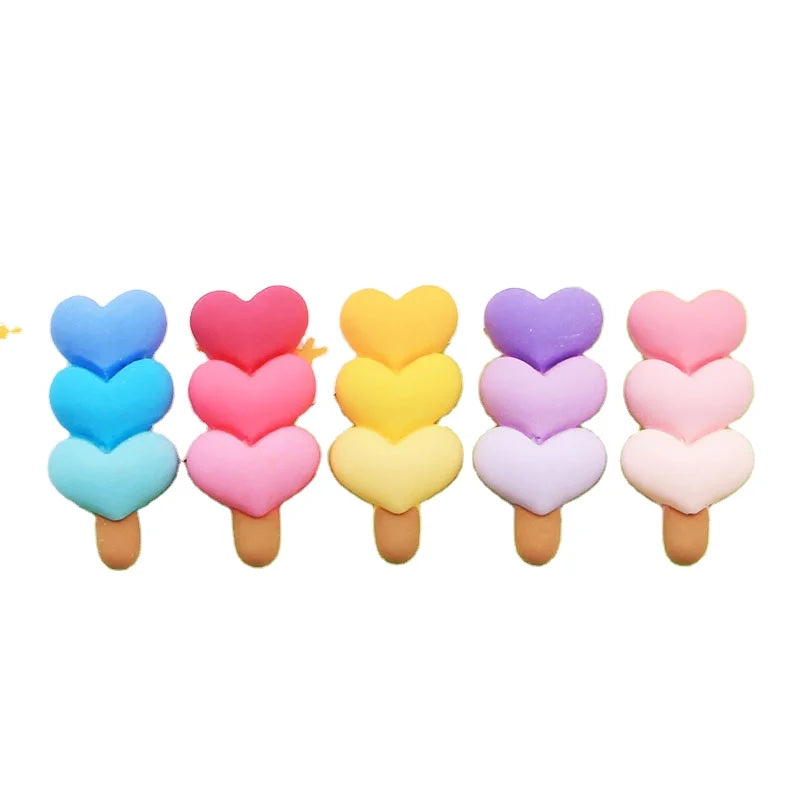 Wholesale Miniature Heart Candy Sweet Chocolate Ice Cream Beads Flatback Sticker Pendant Making Accessory