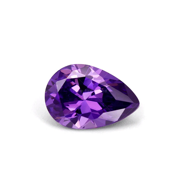Ready Stock 3A Grade Wuzhou Loose Gemstone Amethyst Color Pear Cut Synthetic Cz Stone Cubic Zirconia