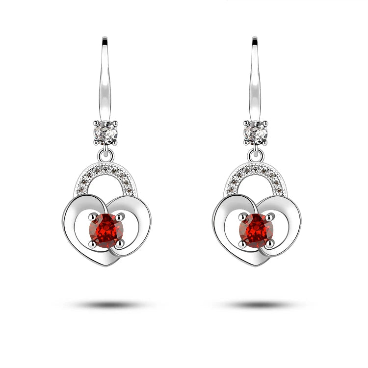 New Design China Supplier Factory Cubic Zirconia Drop Earrings Gemstone Double Heart Earrings for Women