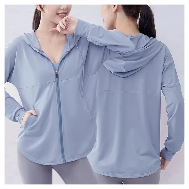 MAYYOUNG Women's Plus Size Breathable Nylon Tracksuit Quick Drying Baggy Jacket for Autumn Sunscreen Cool Style by Manufacturer