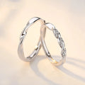 Fashion Jewelry White Brass Quality Silver Plated Couples Rings Free Size With Zircon Stones Lovers Pair Rings Cheap Price