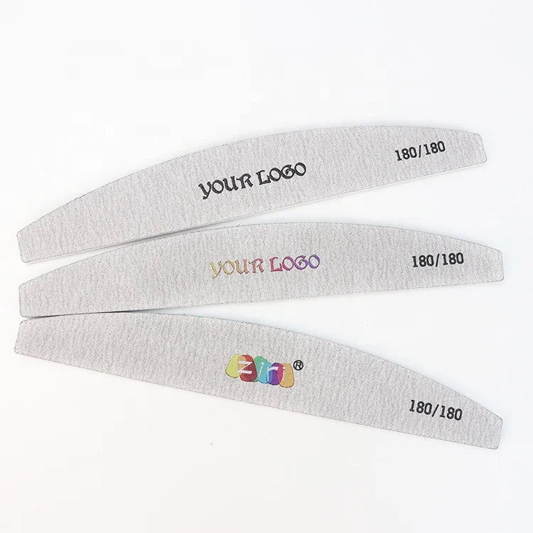 ZIRI Factory Supply Disposable Manicure Tools Double Sided Black Half Moon Nail File with Colorful Core Emery Board