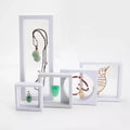 White Plastic PE Film Frame Jewelry Display Box Dust Proof Clear PE Film Membrane Jewelry Box