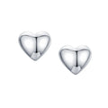 Simple Fashion 925 Sterling Silver Smooth Heart Shape Women Minimalist Stud Earrings