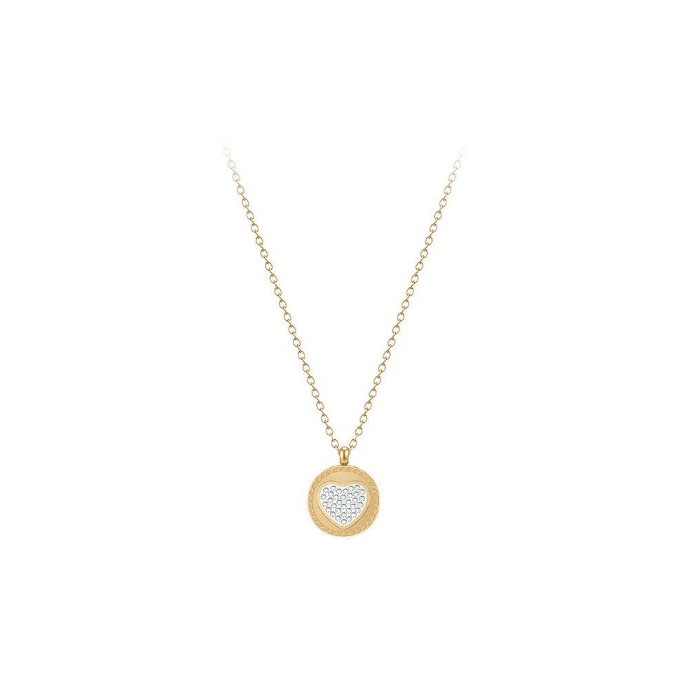 PVD 18K Gold Plated Stainless Steel Jewelry Gold Color Chain Link Zircon Star Heart Tree Pendant for Women Necklace P233392