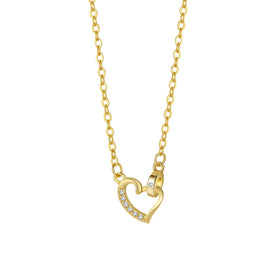 Fashion Jewelry 925 Sterling Silver Necklaces Heart Round Circle Diamond Zircon Gold Plated Necklaces for Women Valentine's Day