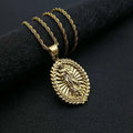 Religious Jewelry 18k Gold Plated Stainless Steel Virgin Mary Pendant Necklace