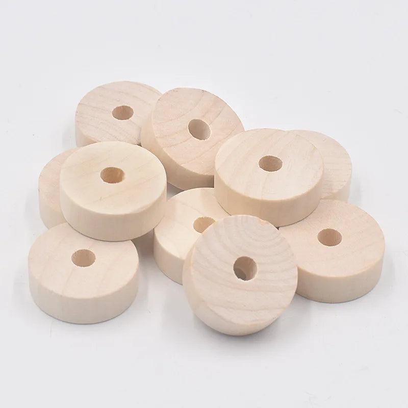Wholesale 30MM Abacus Wooden Beads Farmhouse Style Loose Beads with Holes for DIY Jewelry & Toy Making