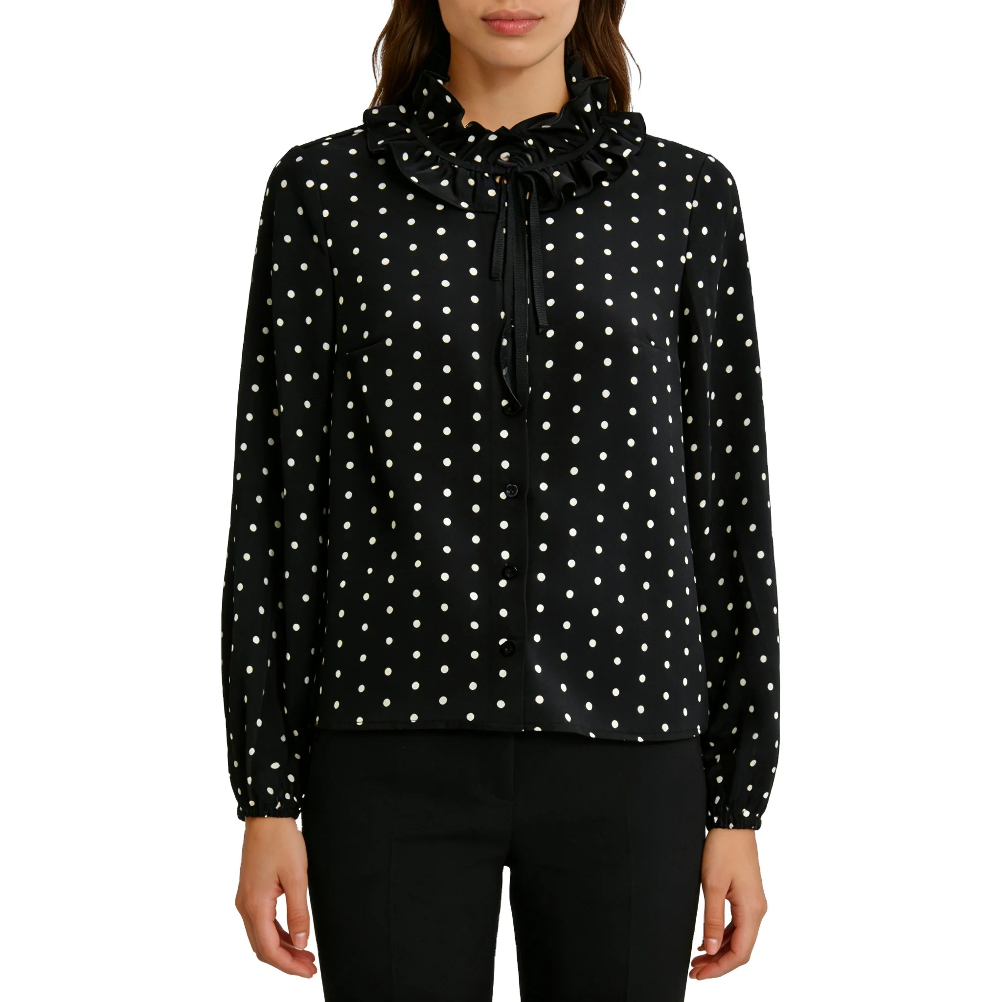 Casual Polka Dot Blouse Woman Dress Blouses for Party Blouses Elegant Women Long