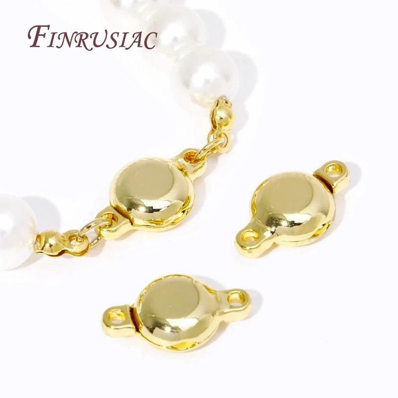 18K Gold Plated Round Magnetic Clasps & End Connectors for DIY Jewelry Making Fittings DIY Necklaces & Bracelets Accessories