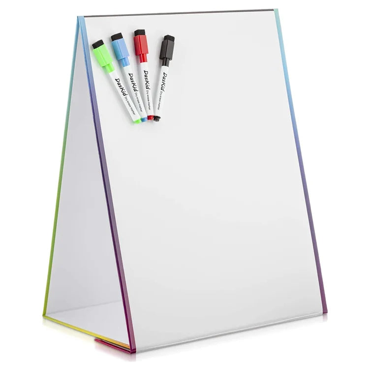 Custom Printing Portable Foldable Dry Erase Magnetic Easel Double-Sided Triangle White Paper Desktop Magnet Fridge Whiteboard