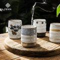 FENN Retro and Rustic Handmade Coffee Tea Cup Handcrafted Irregular Surface No Handle Pottery Clay Cup for Restaurant