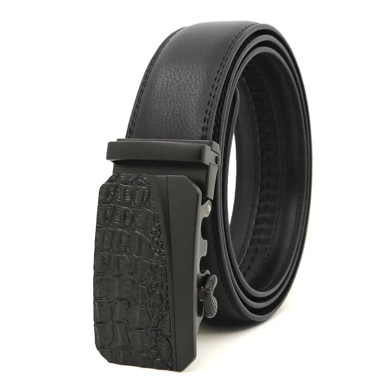 LQbelt Fashion Men's Automatic Buckle Belt Male Genuine Leather Belts for Men Ratchet Custom LOGO Factory