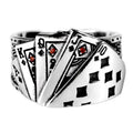 Tiktok Hot Open Silver Ring Hip-hop Punk Statement Rings Couple Poker Rings for Men Women Couples Valentine's Day Gifts