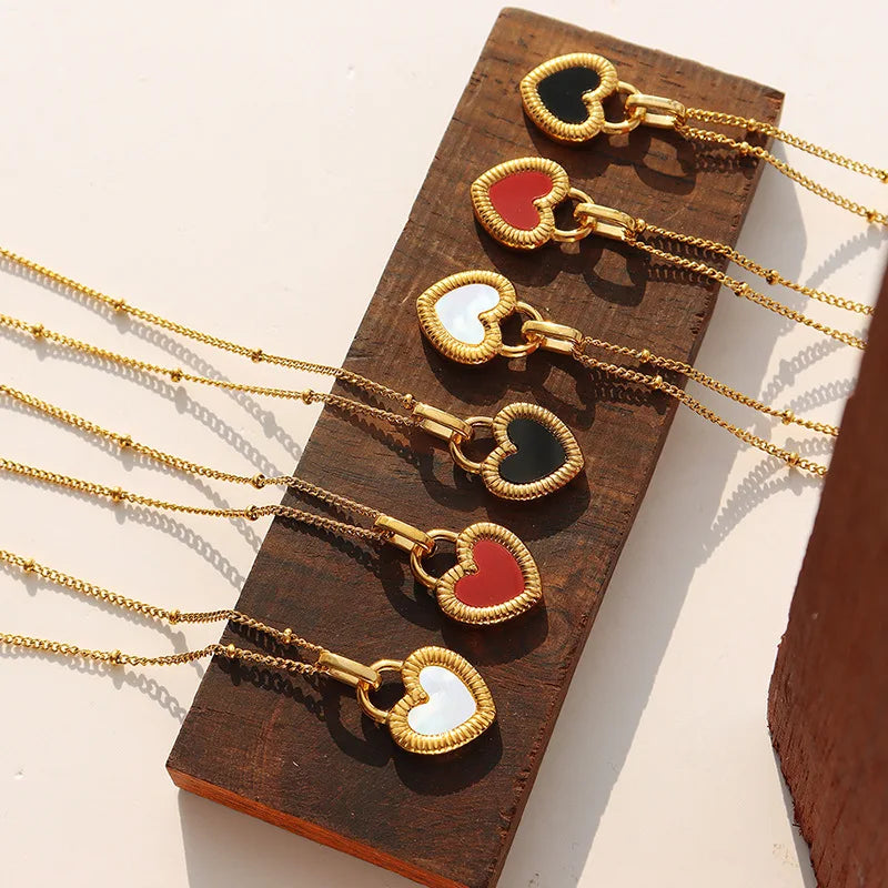 Love Heart Initial for Women Heart-shaped Necklace Stainless Steel Gold Plated Love Heart Necklace