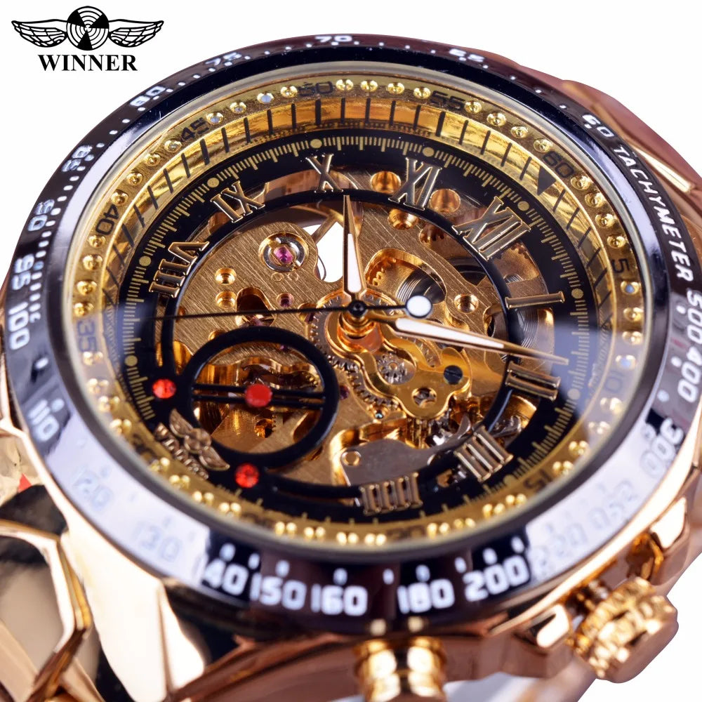 Winner Watch 8067 Clock Men Mechanical Automatic Wristwatches Luxury Skeleton Fashion Mens Clock Transparent Watches Reloj