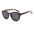 Round Vintage Bamboo Sunglasses with Polarized Lenses & Raised Nose Bridge/ Comfort Fit Face Contouring