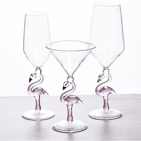 Hand Blown Creative pink Wine Glass Goblet Long Stem Luxury Goblet Wine Glass Custom Crystal Flamingo Cups Cocktail Glasses