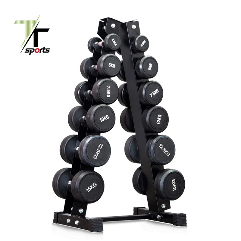 TTSPORTS Solid Cast Iron & Eco PVC Coated Rubber Dumbbells-2.5kg-50kg Adjustable Weight Sets for Training Home Use