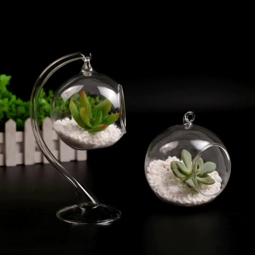 Creative European Style Transparent Table Vase Hook Modern Design Flower Vase Miniature Landscape Glass Vase for Home Decor