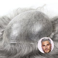 Hand-Injected 0.06mm Thin Skin Pu Toupee Knotless Hairline Realistic Scalp Looking 8-inch Long Hair Replacement System for Men
